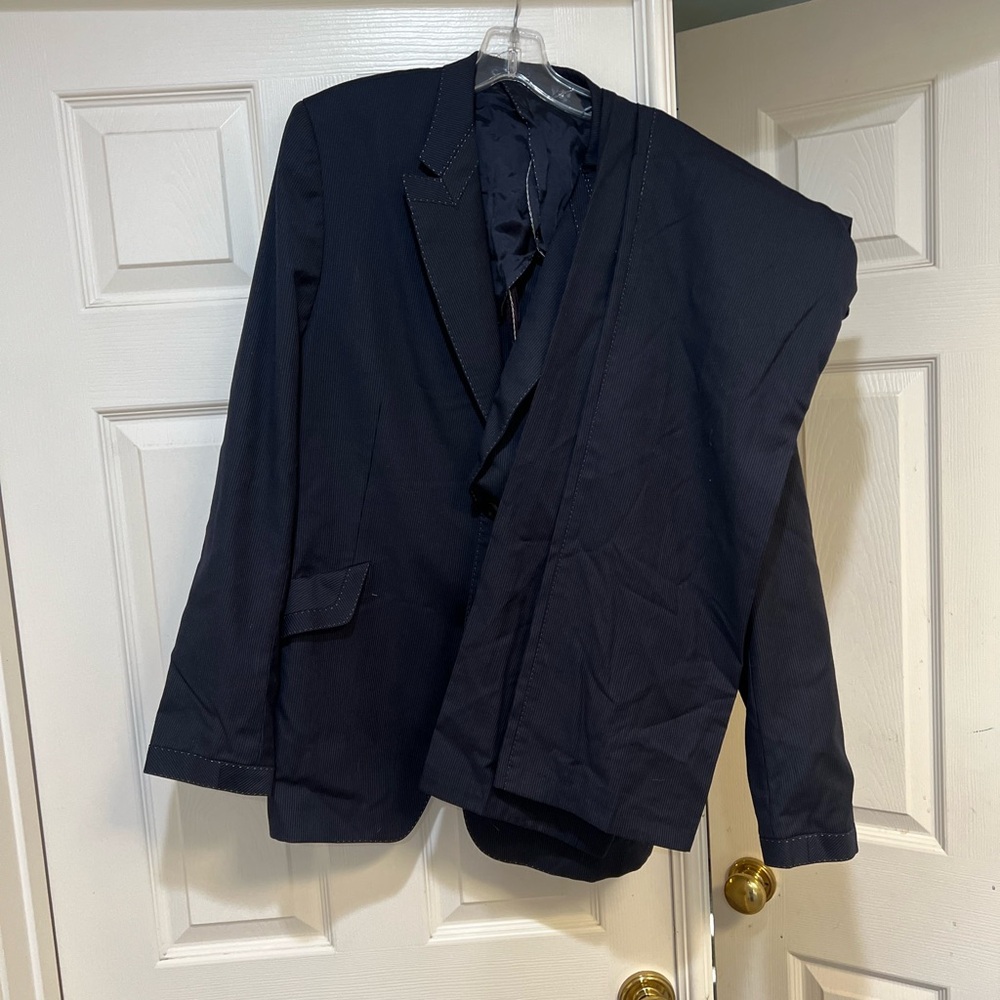 Paul Smith Pinstripe Suit Mens Navy Set Pants Blazer Two Button Wool Trousers 42 - Picture 13 of 16